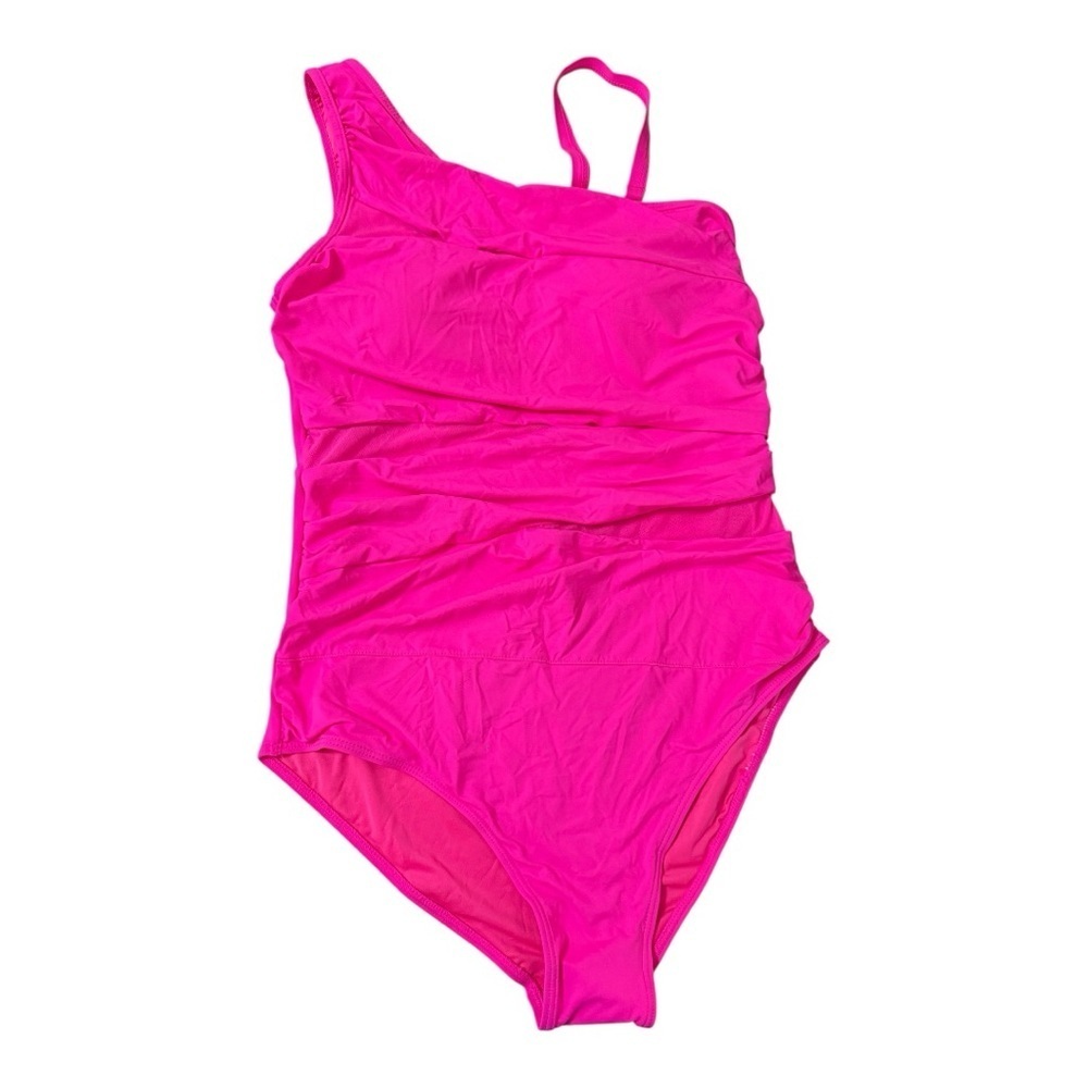 Aqua Eve Pink One-Shoulder Swimsuit – Size 14W (NWT)